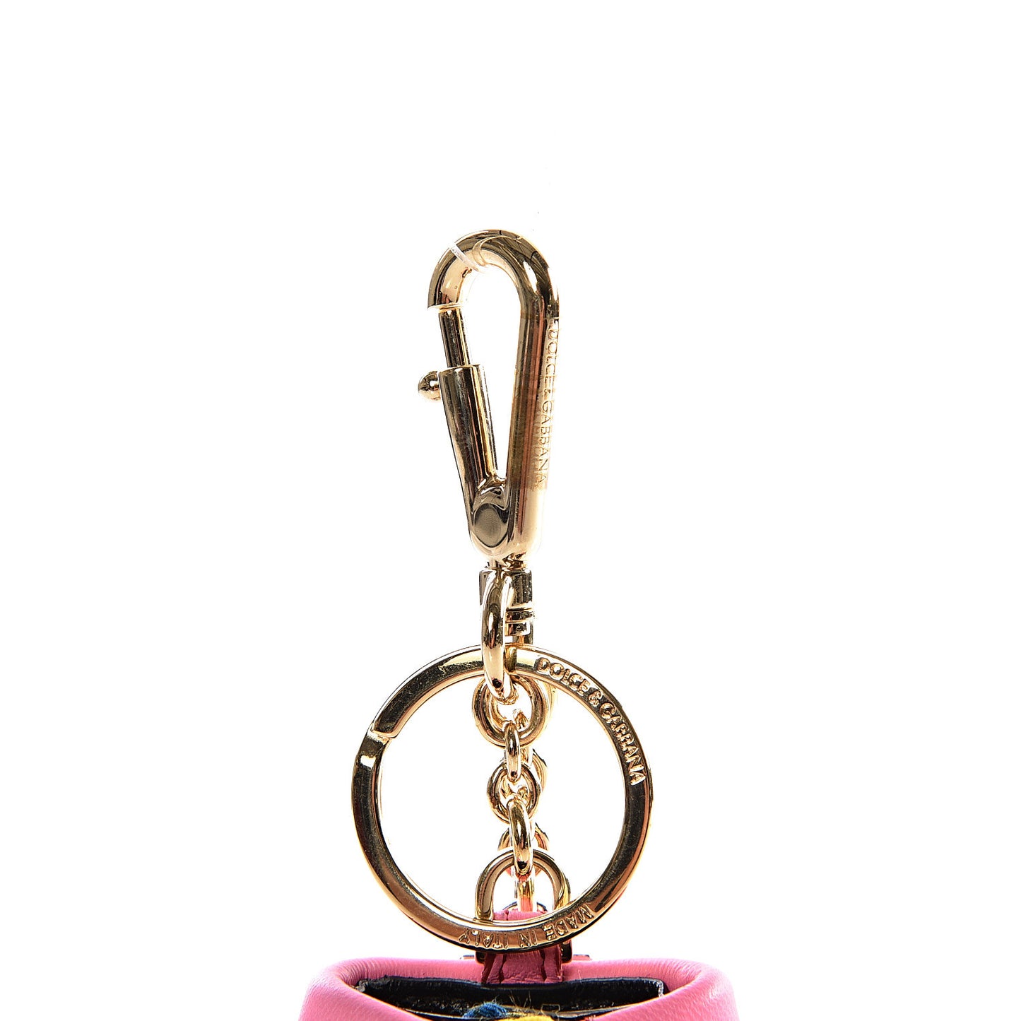 Lambskin Fabric Printed Coat Key Holder Pink