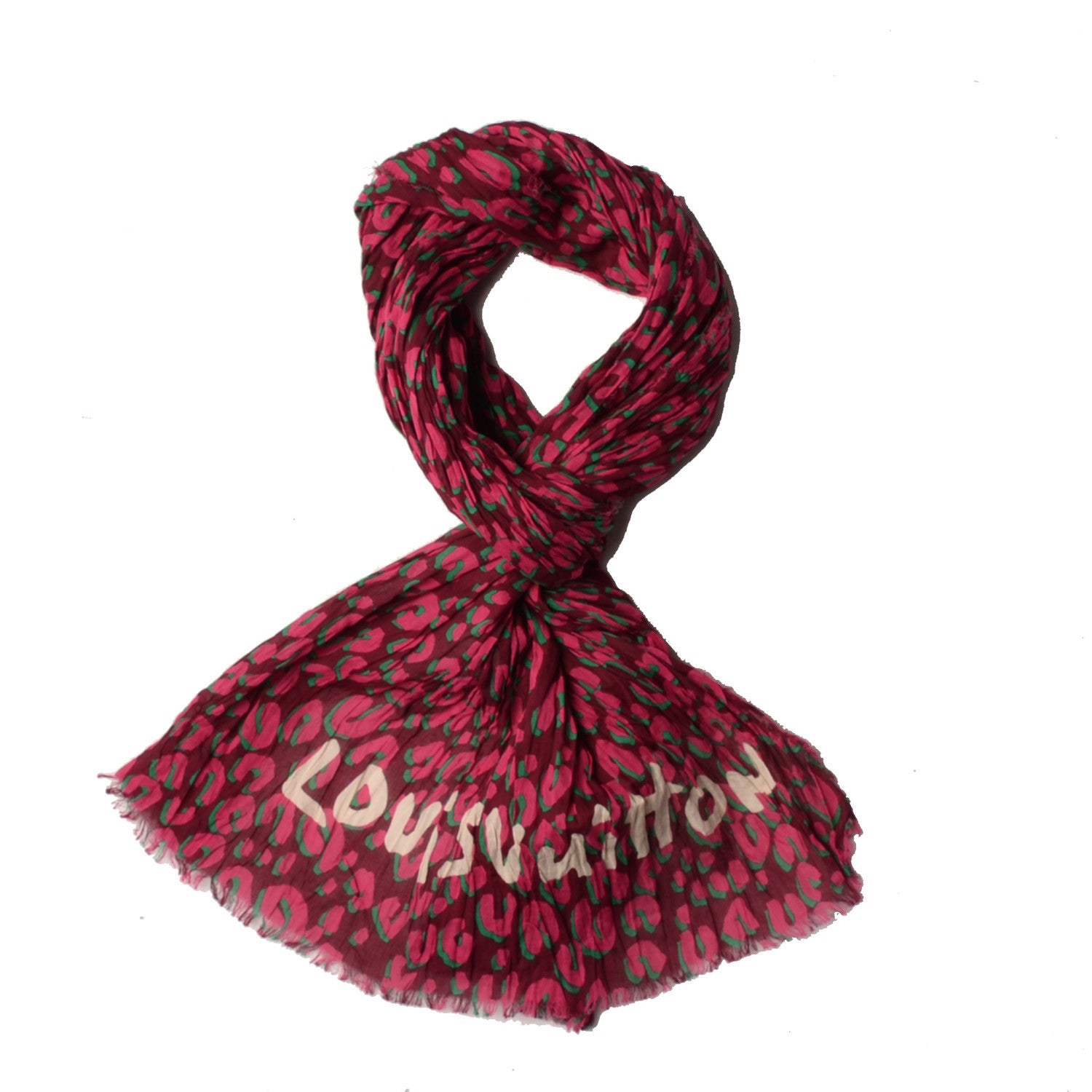 Louis Vuitton Cotton Leopard Stole Rouge Fauviste 1 of 4