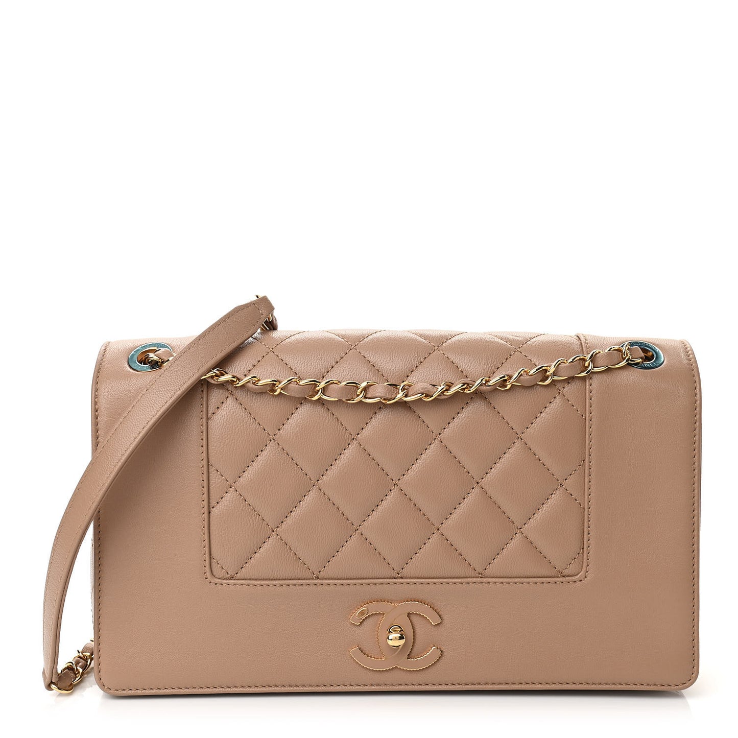 Sheepskin Quilted Vintage Mademoiselle Flap Beige