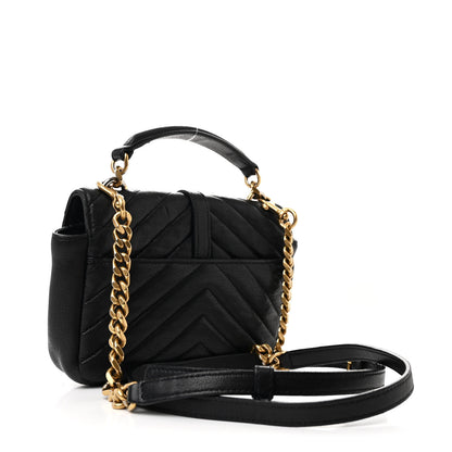Saint Laurent Sheepskin Matelasse Chevron Monogram College Chain Wallet Black 3 of 11