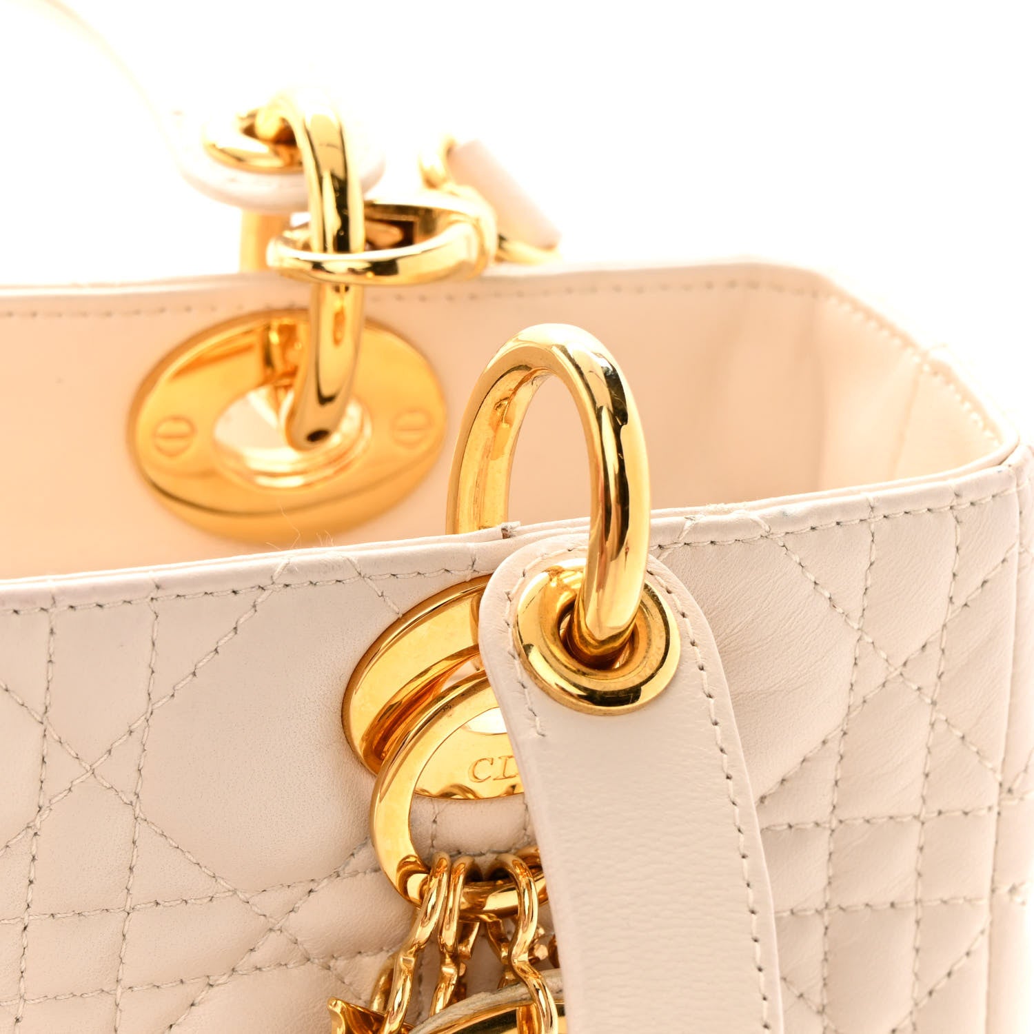 Christian Dior Lambskin Cannage Medium Lady Dior Light Beige 17 of 18