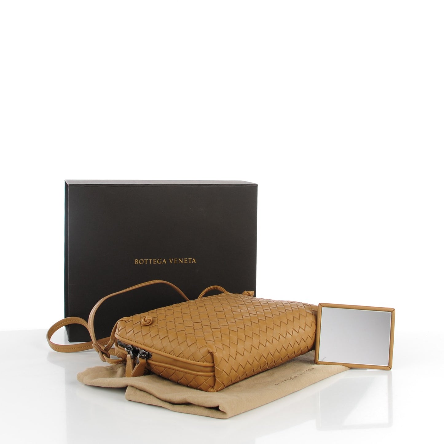 Nappa Intrecciato Pillow Crossbody Messenger Camel