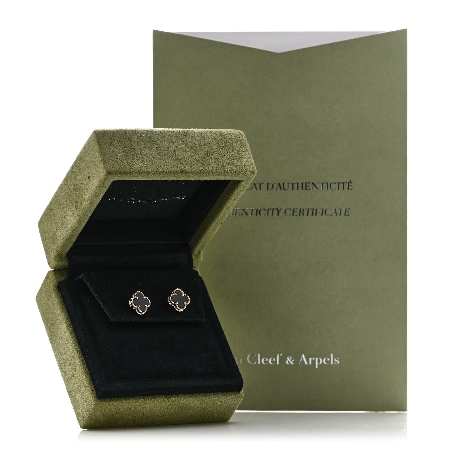Van Cleef & Arpels 18K Yellow Gold Black Onyx Sweet Alhambra Earrings 5 of 5