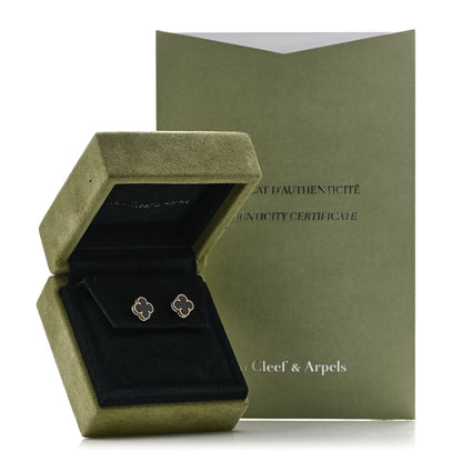 Van Cleef & Arpels 18K Yellow Gold Black Onyx Sweet Alhambra Earrings 5 of 5
