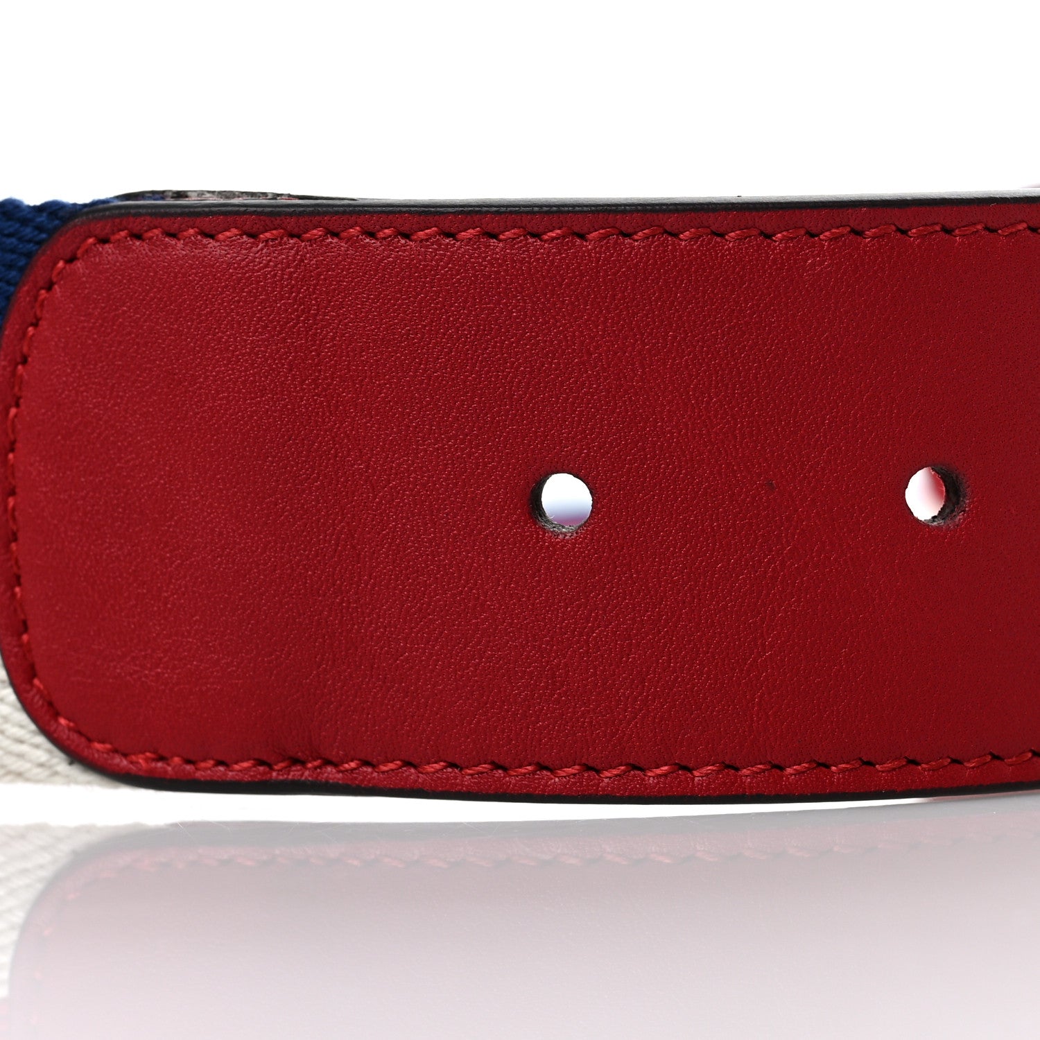 Gucci Nylon Calfskin Double G Web 40mm Belt 95 38 Blue Red White 4 of 5