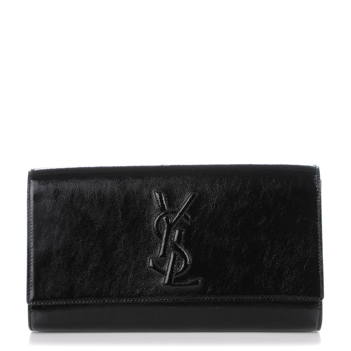 Textured Patent Monogram Large Belle De Jour Clutch Black