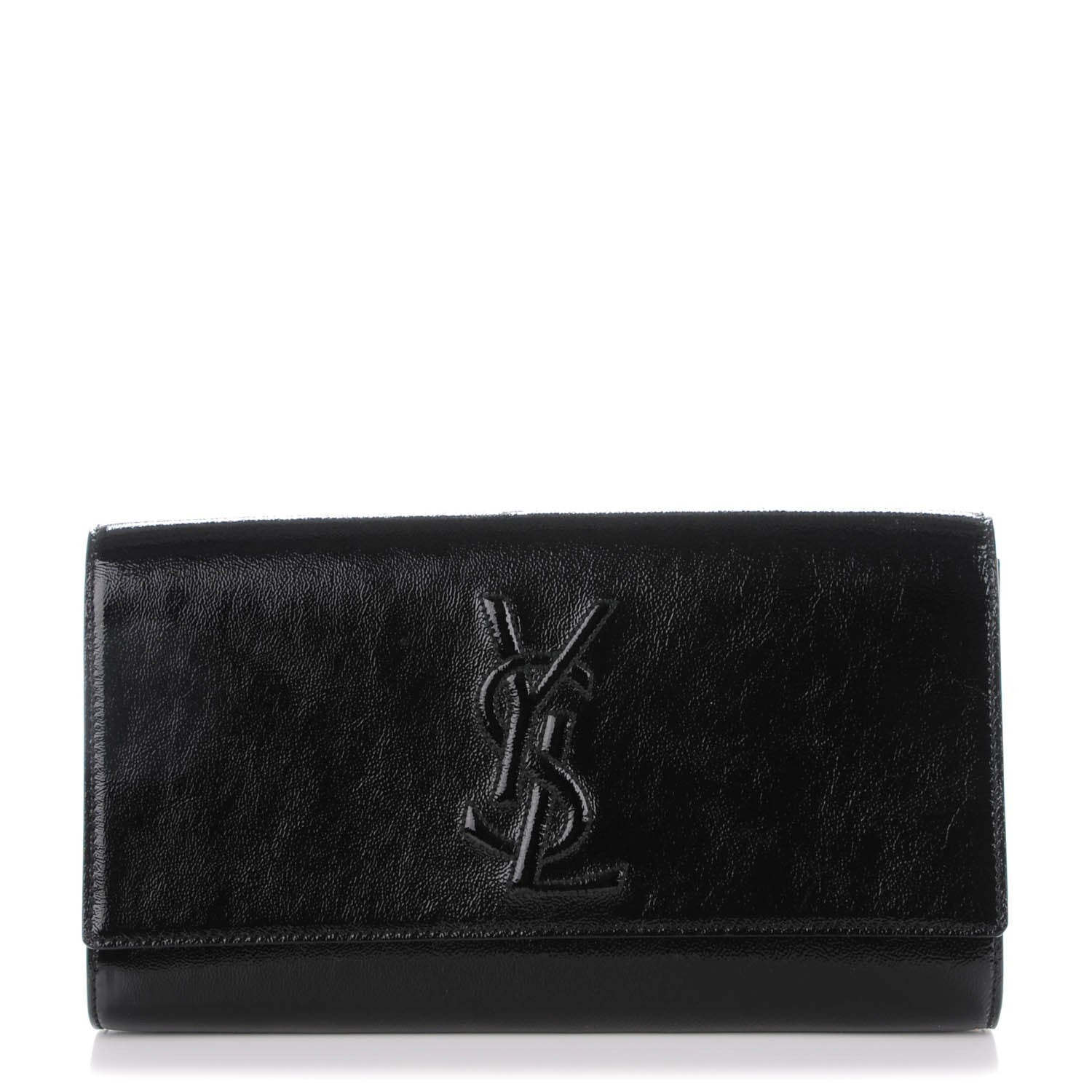 Saint Laurent Textured Patent Monogram Large Belle De Jour Clutch Black 1 of 7