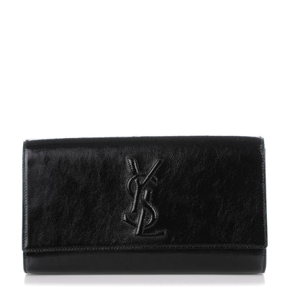 Saint Laurent Textured Patent Monogram Large Belle De Jour Clutch Black 1 of 7