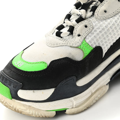 Balenciaga Fabric Mesh Womens Triple S Sneakers 38 White Green Fluo Black 10 of 17