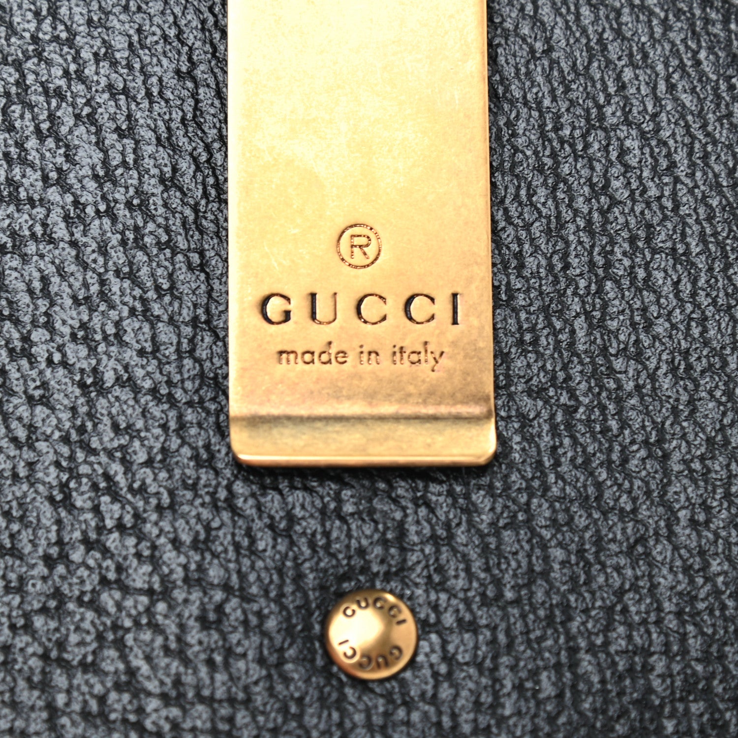 Gucci Calfskin Boar Effect GG Marmont Card Holder Money Clip Black 6 of 7