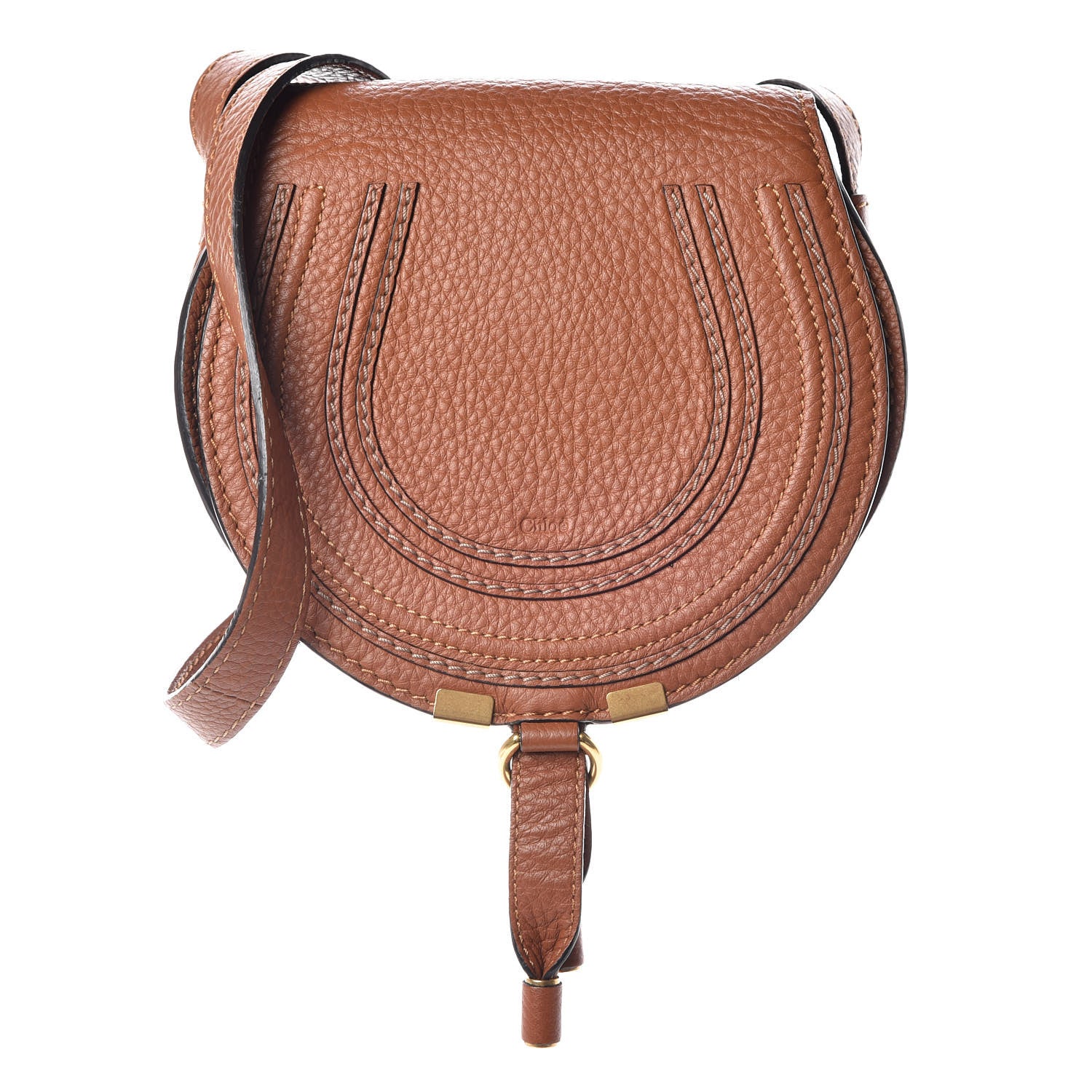 Chloe Calfskin Mini Marcie Round Crossbody Bag Tan 1 of 11