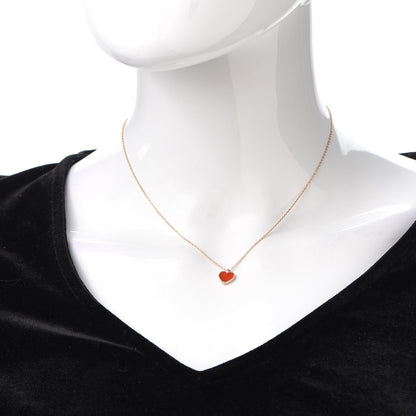 Van Cleef & Arpels 18K Rose Gold Carnelian Sweet Alhambra Heart Pendant Necklace 2 of 7