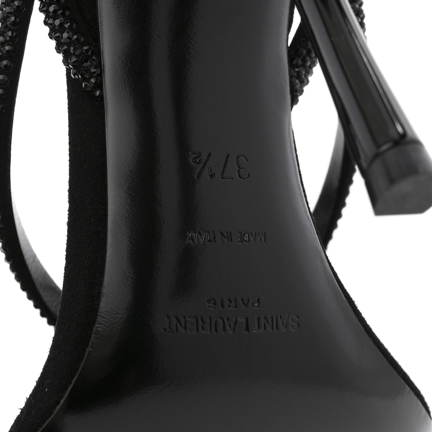 Crystal Suede Calfskin Nadja 105 Ankle Strap Sandals 37.5 Black