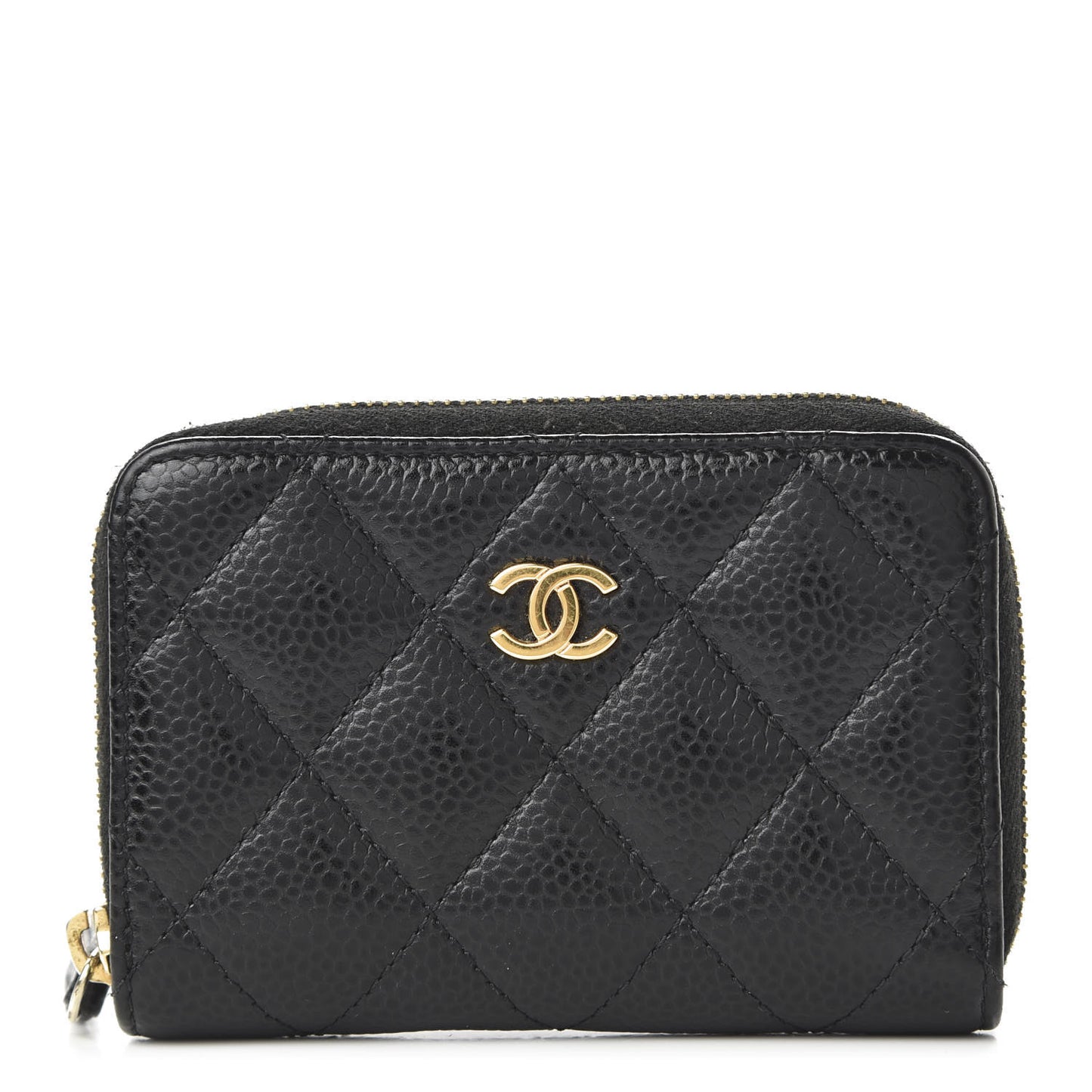 Caviar Quilted Zip Coin Purse Black