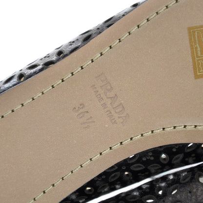 Prada Perforated Bow Flats 36.5 Black 7 of 7