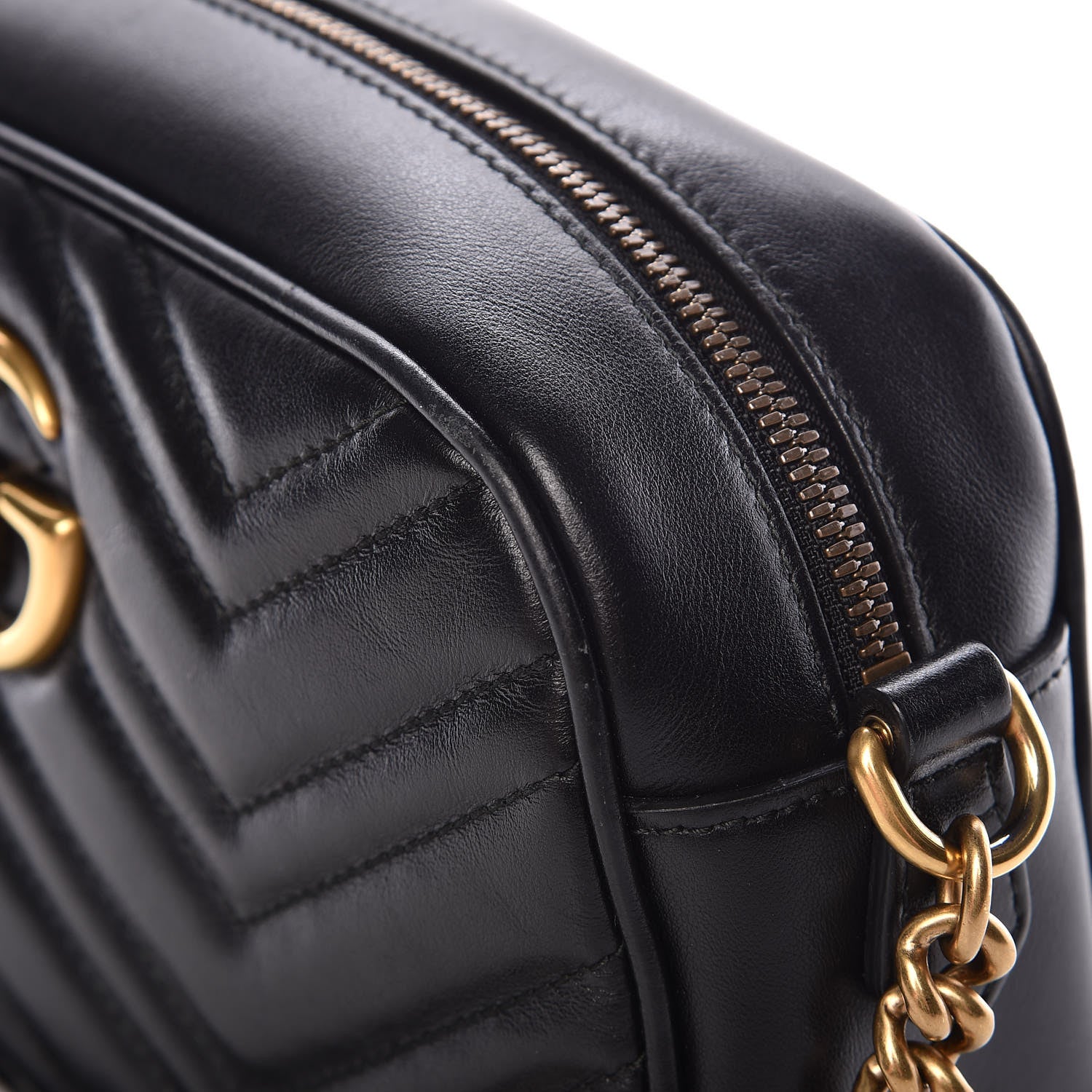Gucci Calfskin Matelasse Small GG Marmont Chain Shoulder Bag Black 12 of 15