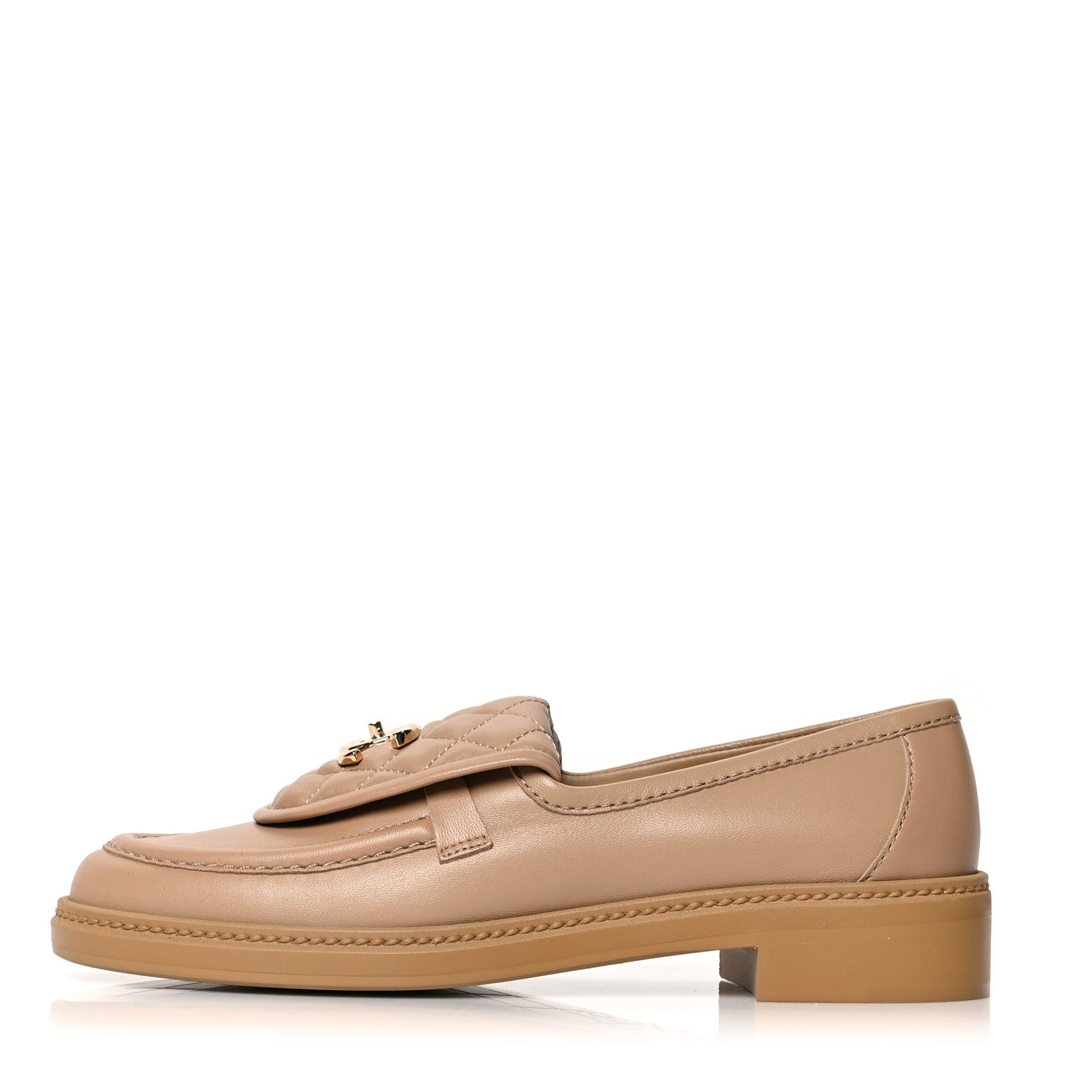 Chanel Lambskin Quilted CC Turnlock Loafers 39 Beige 1 of 8