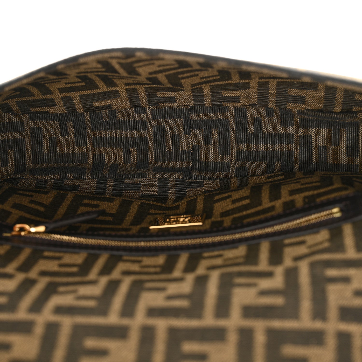 Fendi Fabric Jacquard FF 1974 Medium Baguette Tobacco Moro Black 5 of 11