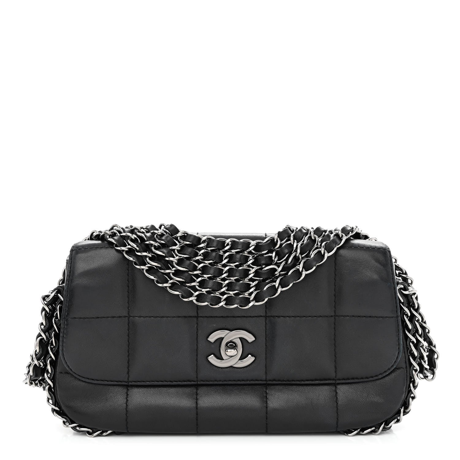 Chanel Lambskin Square Quilted 5 Chain Flap Black 1 of 11