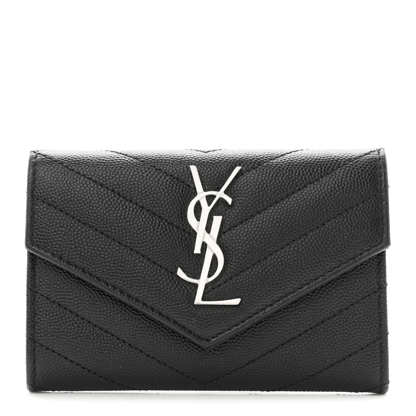 Grain De Poudre Matelasse Chevron Small Monogram Envelope Wallet Black