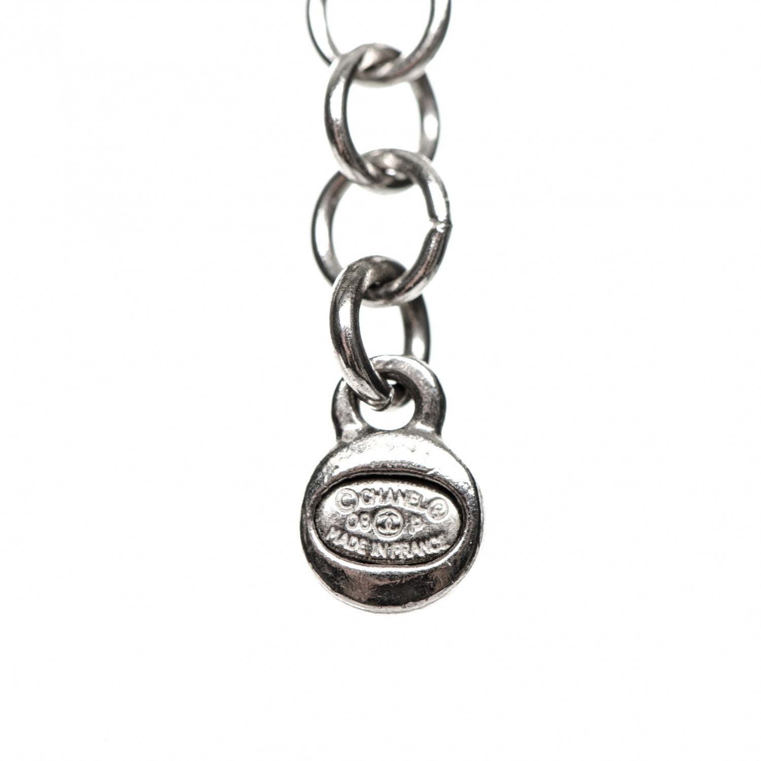 Chanel Crystal Love CC Pendant Necklace Silver Black 5 of 5