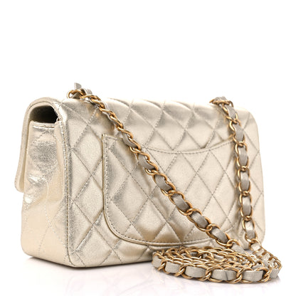 Chanel Metallic Lambskin Quilted Mini Rectangular Flap Gold 3 of 9