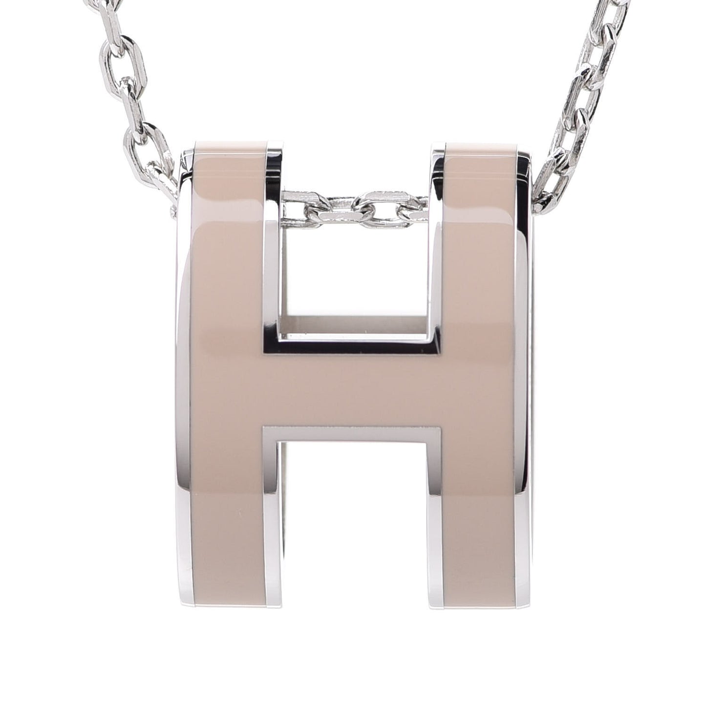 Lacquered Palladium Pop H Pendant Necklace Marron Glace