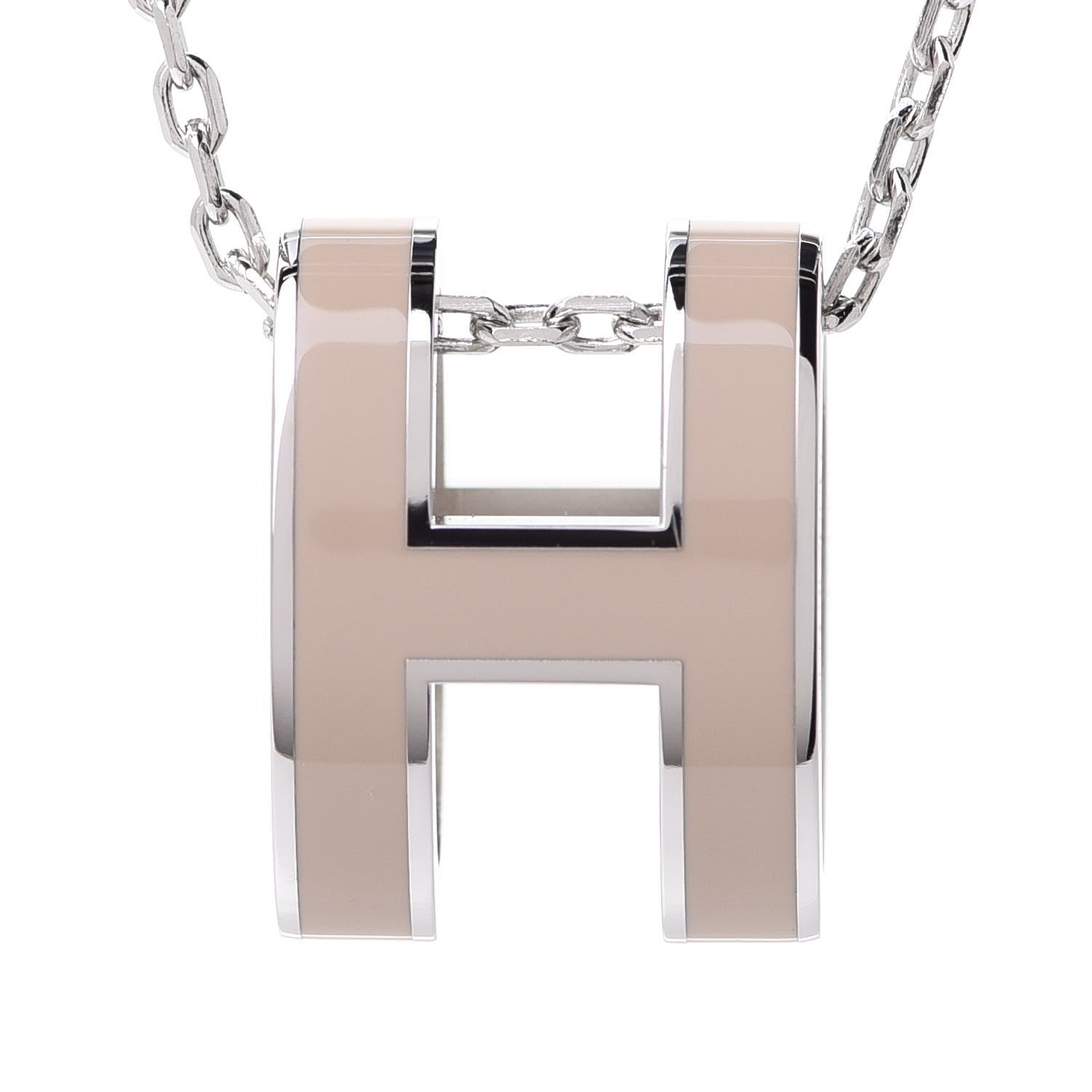 Hermes Lacquered Palladium Pop H Pendant Necklace Marron Glace 4 of 6