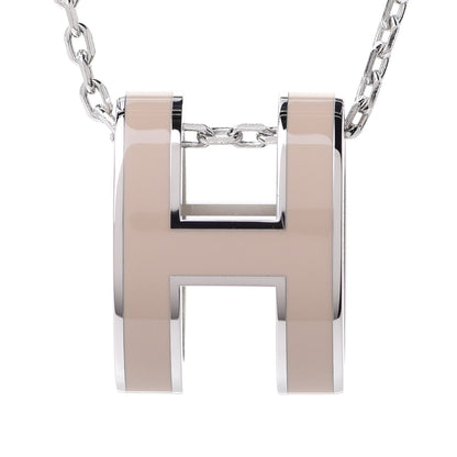 Hermes Lacquered Palladium Pop H Pendant Necklace Marron Glace 4 of 6