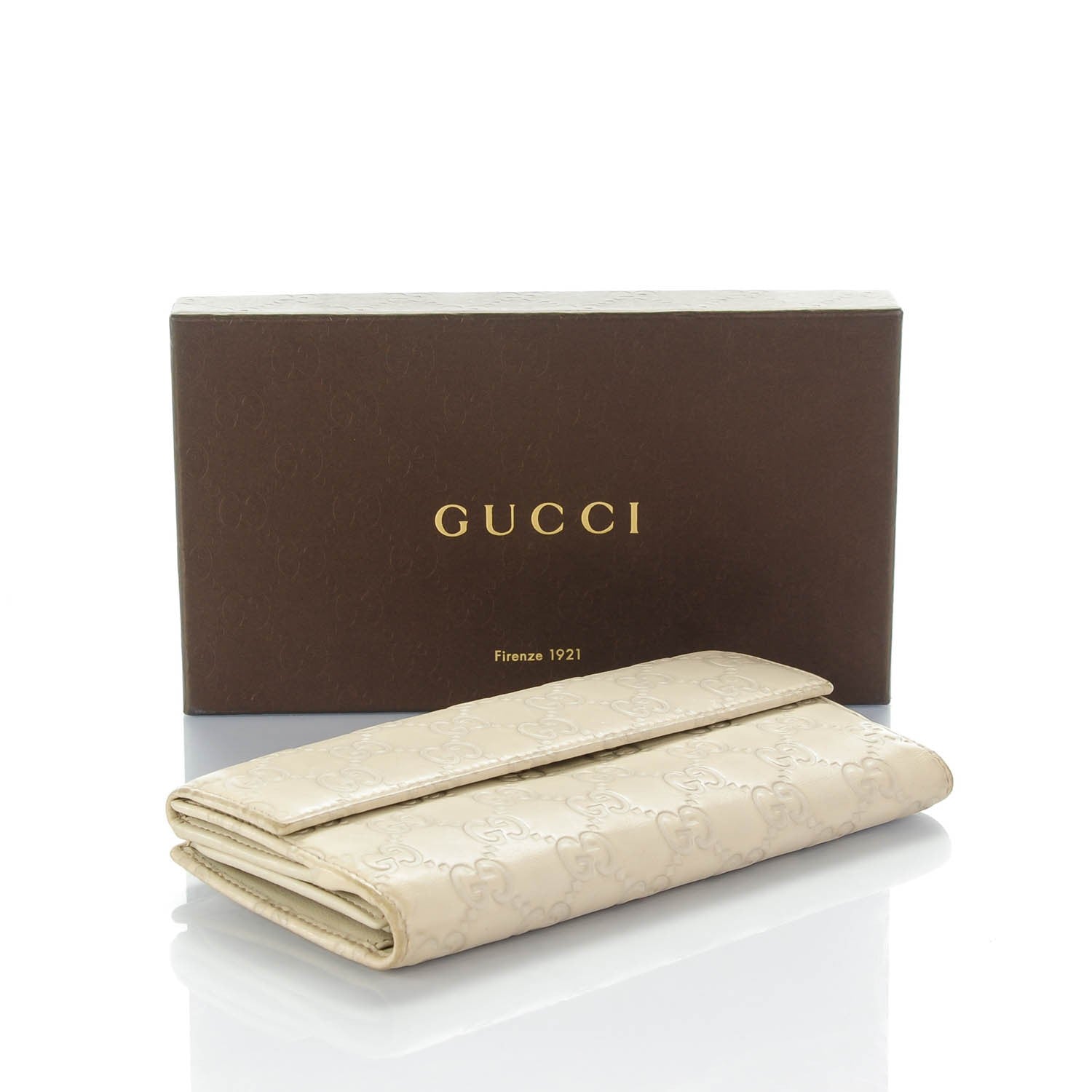 Gucci Guccissima Margaux Calfskin Icon Bar Continental Flap Wallet Mystic White 4 of 13