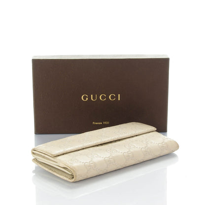 Gucci Guccissima Margaux Calfskin Icon Bar Continental Flap Wallet Mystic White 4 of 13