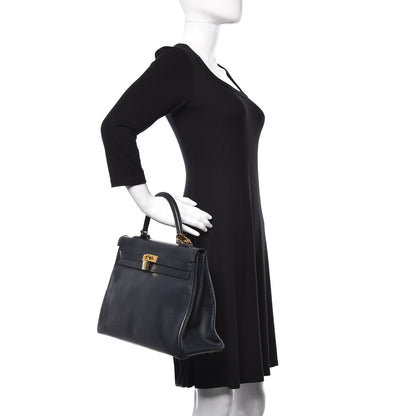 Hermes Courchevel Kelly Retourne 35 Bleu Marine 3 of 44
