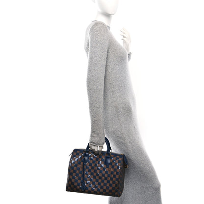 Louis Vuitton Damier Paillettes Speedy 30 Blue 2 of 9