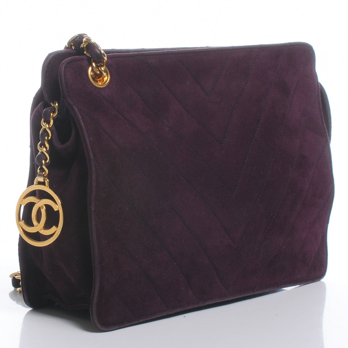 Suede Chevron Shoulder Bag Purple