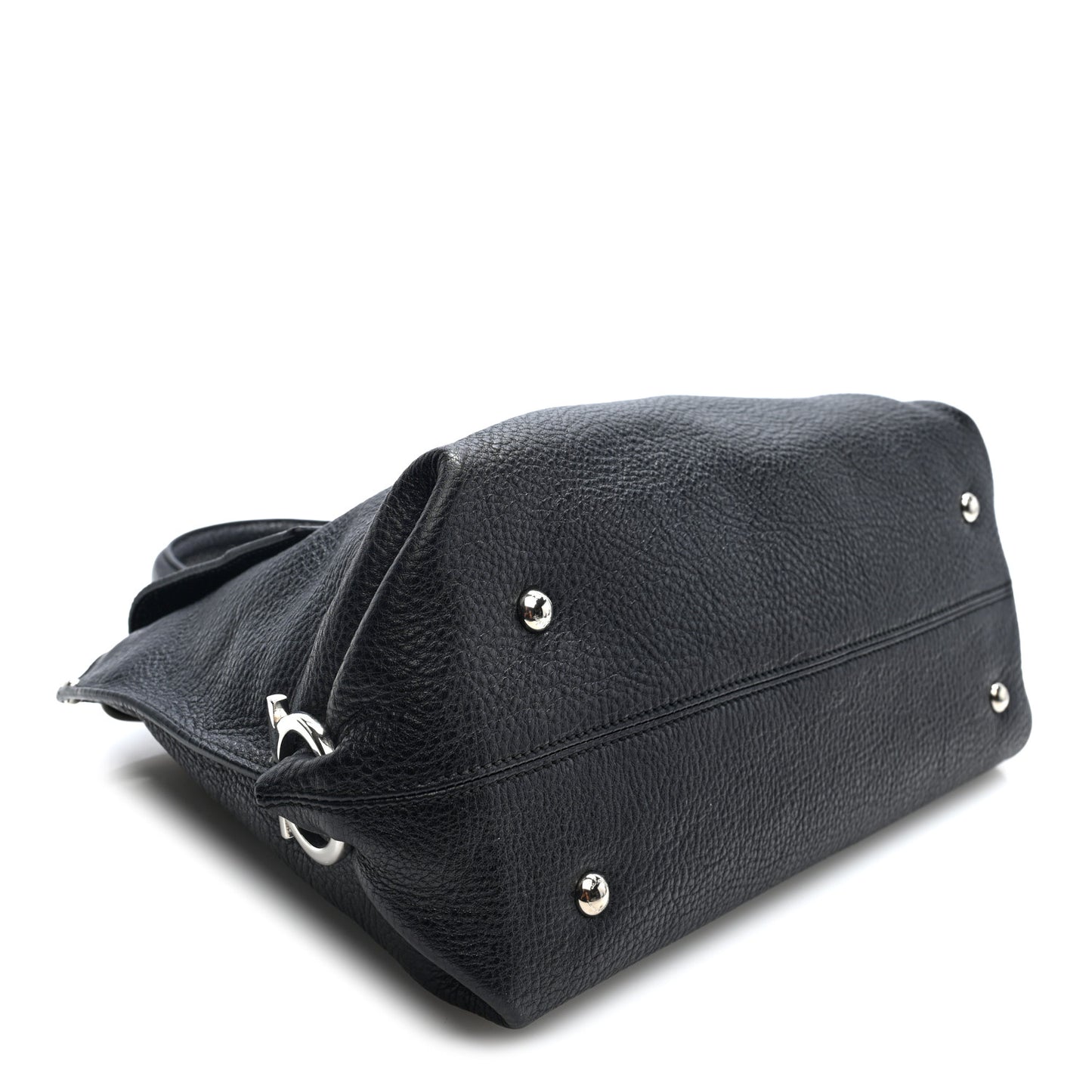 Grained Calfskin Medium Sofia Satchel Black