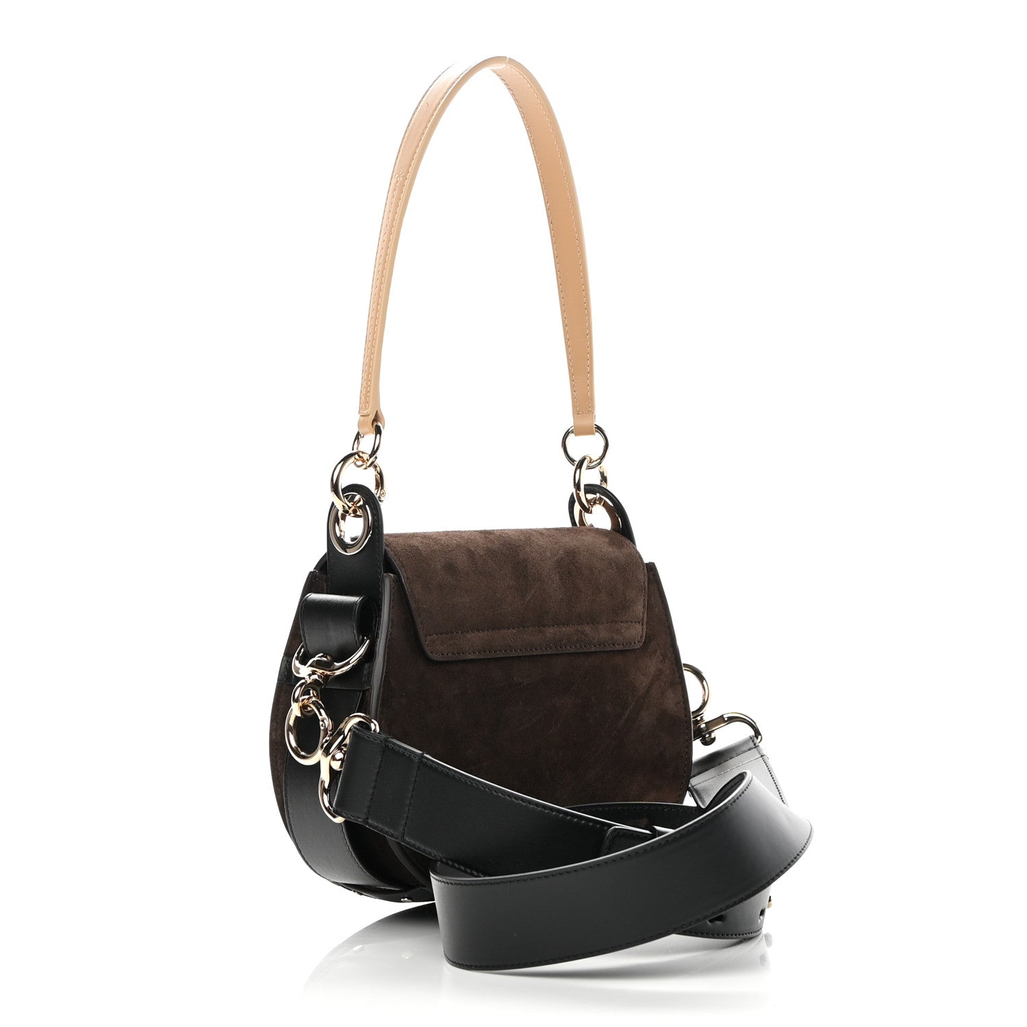 Chloe Calfskin Suede Small Tess Bag Chocolate Brown 3 of 14
