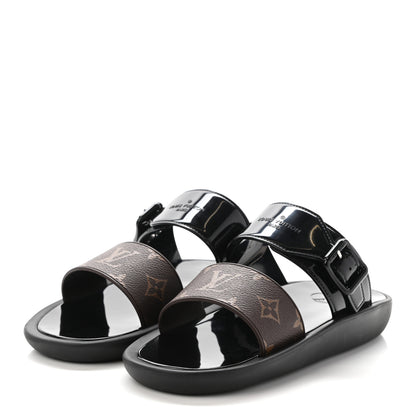 Louis Vuitton Monogram Sunbath Flat Mule Sandals 37 Black 3 of 8