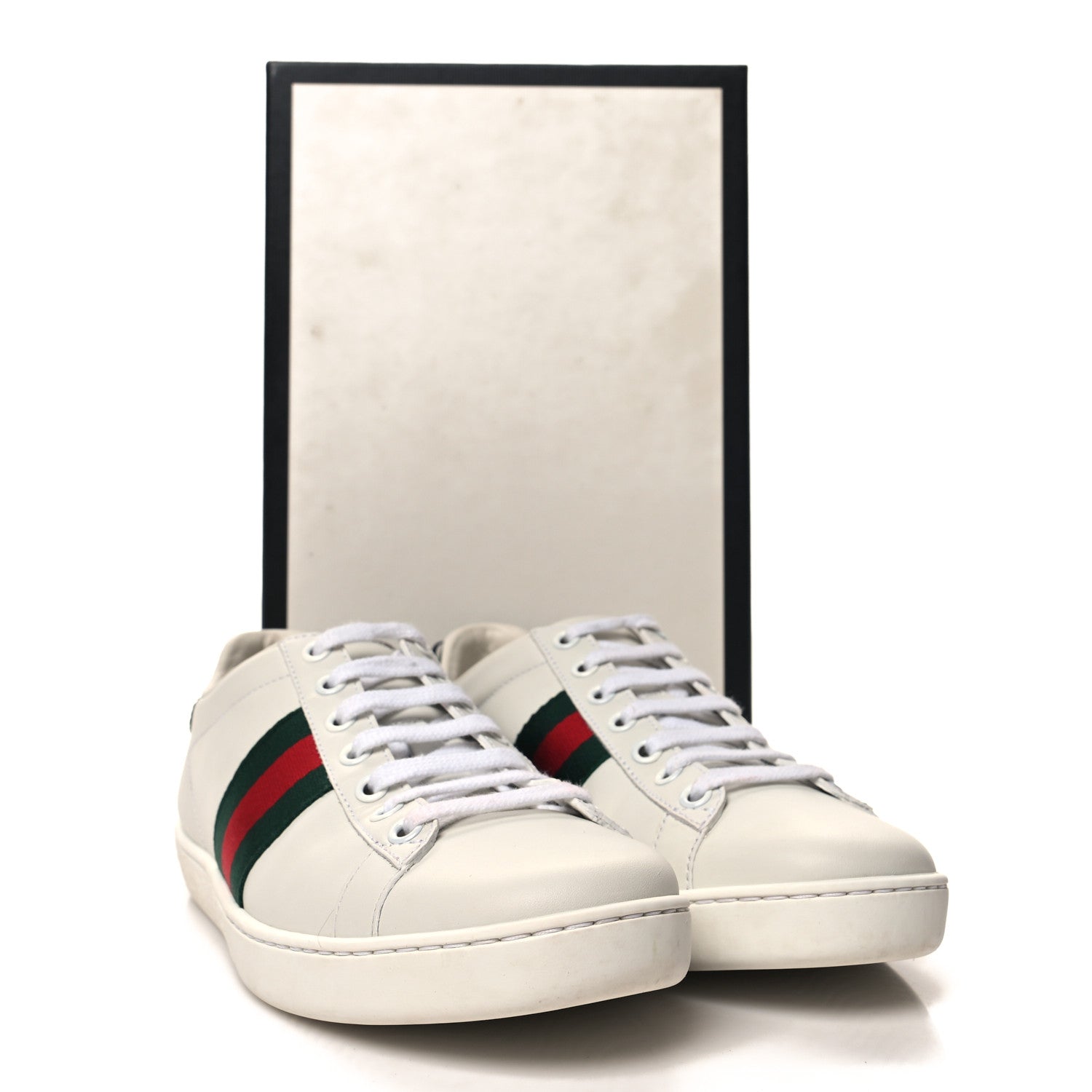 Gucci Calfskin Crocodile Web Womens Ace Sneakers 37 White Green 9 of 9