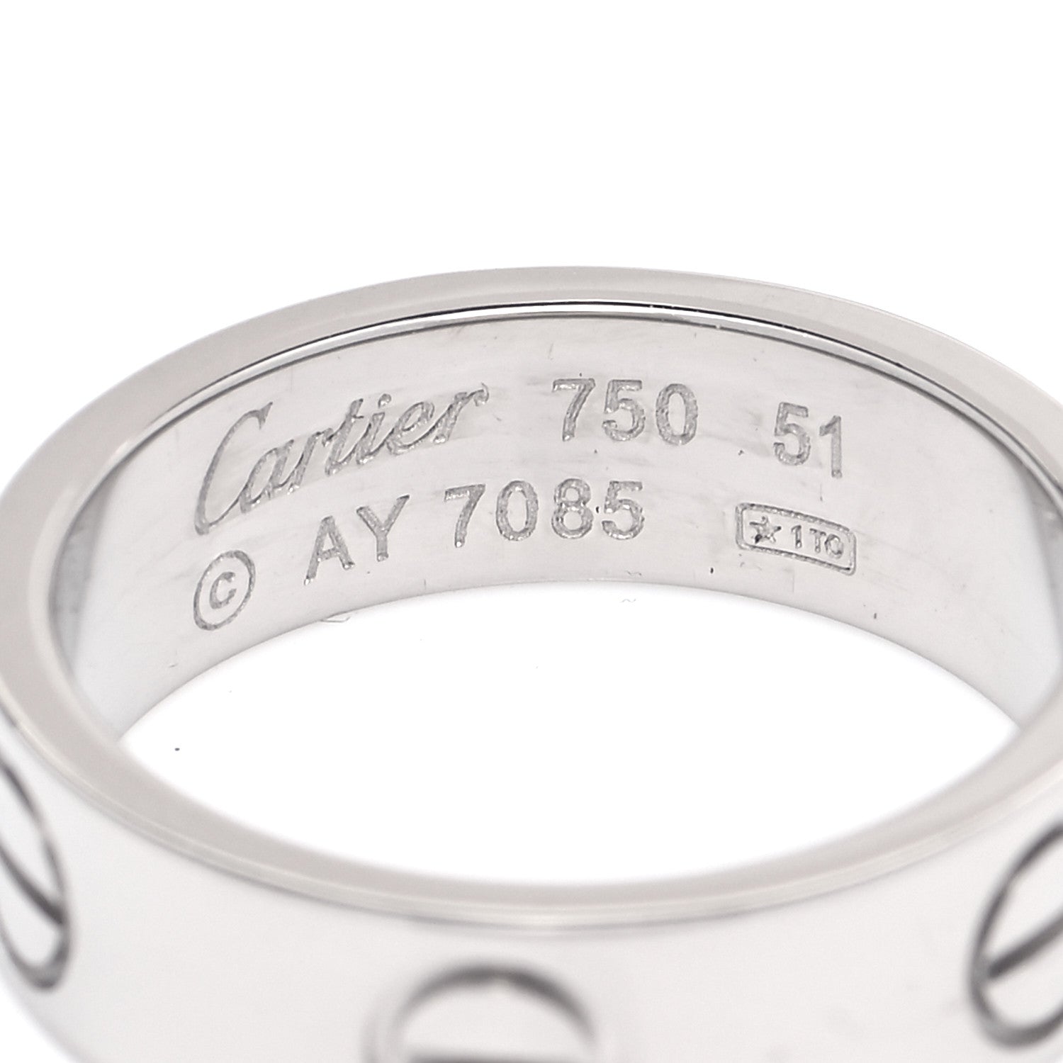 Cartier 18K White Gold 5.5mm LOVE Ring 51 5.75 4 of 4