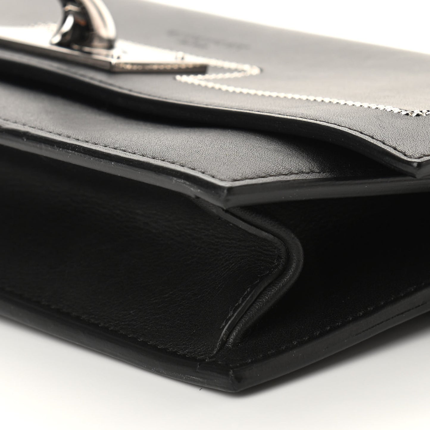Calfskin Shark Lock Chain Wallet Black