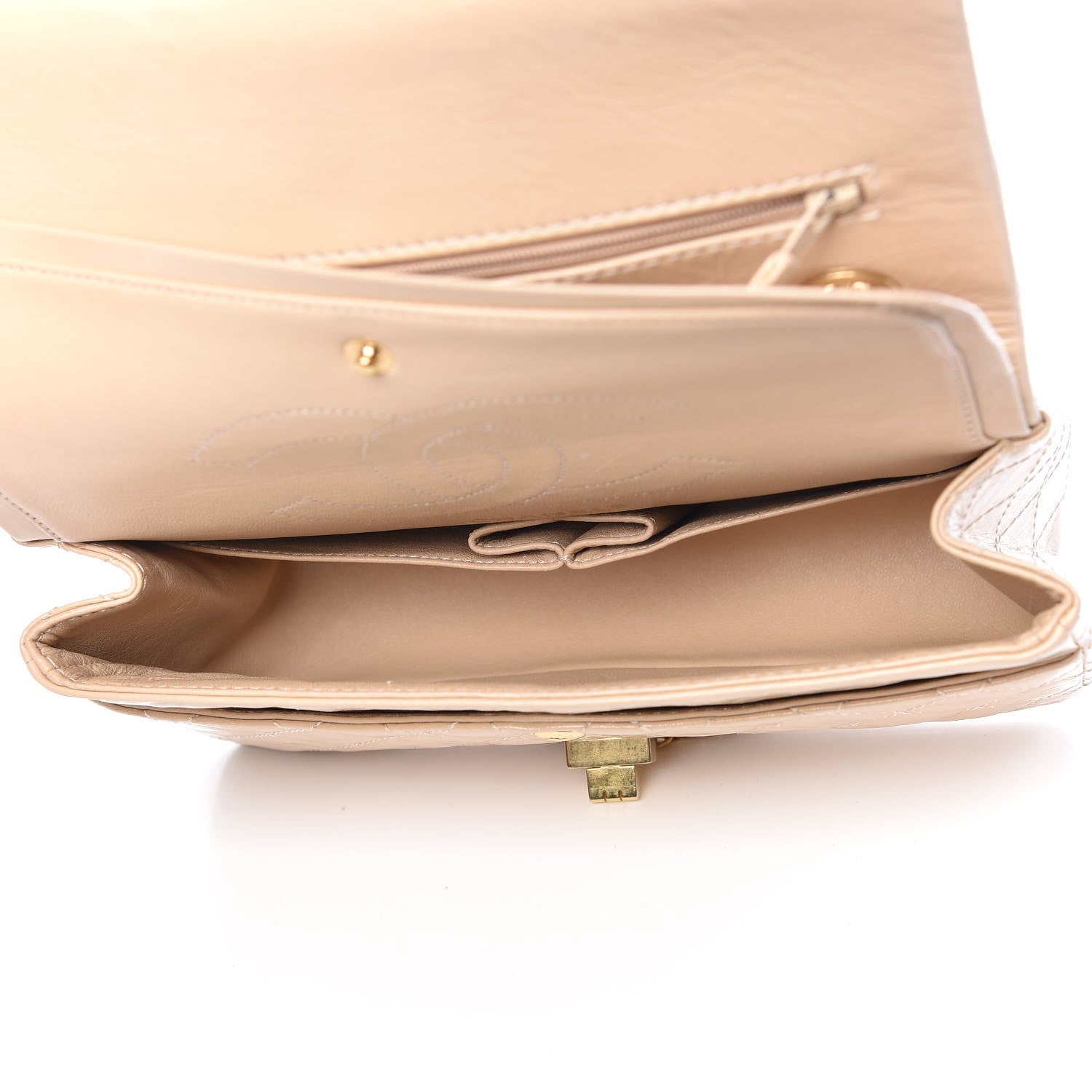 Chanel Patent Distressed Calfskin Quilted 2.55 Reissue 225 Flap Beige 5 of 13