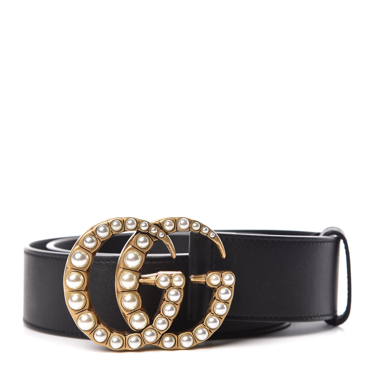 Gucci Moon Calfskin Pearl Double G 40mm Belt 95 38 Black Cream 1 of 6
