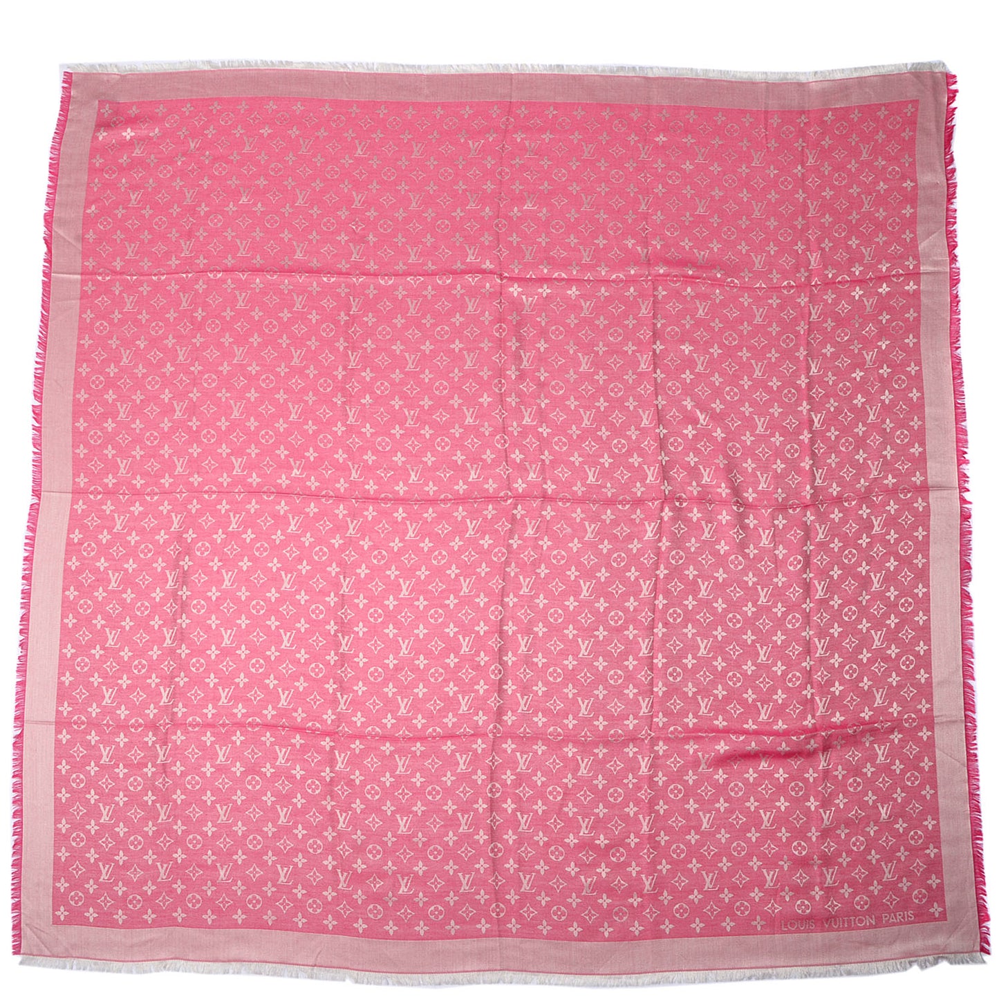 Wool Silk Monogram Denim Shawl Pivoine