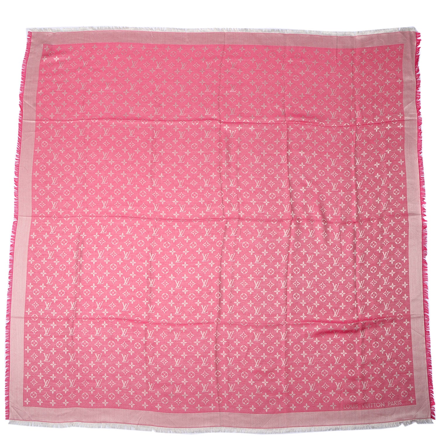 Louis Vuitton Wool Silk Monogram Denim Shawl Pivoine 3 of 5