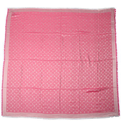Louis Vuitton Wool Silk Monogram Denim Shawl Pivoine 3 of 5