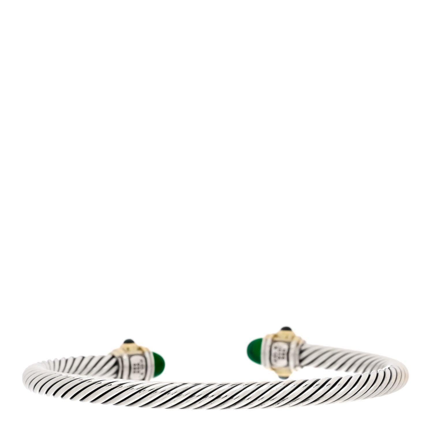 David Yurman Sterling Silver 14K Yellow Gold Green Onyx Chrome Diopside Blue Topaz 5mm Cable Renaissance Bracelet 2 of 3