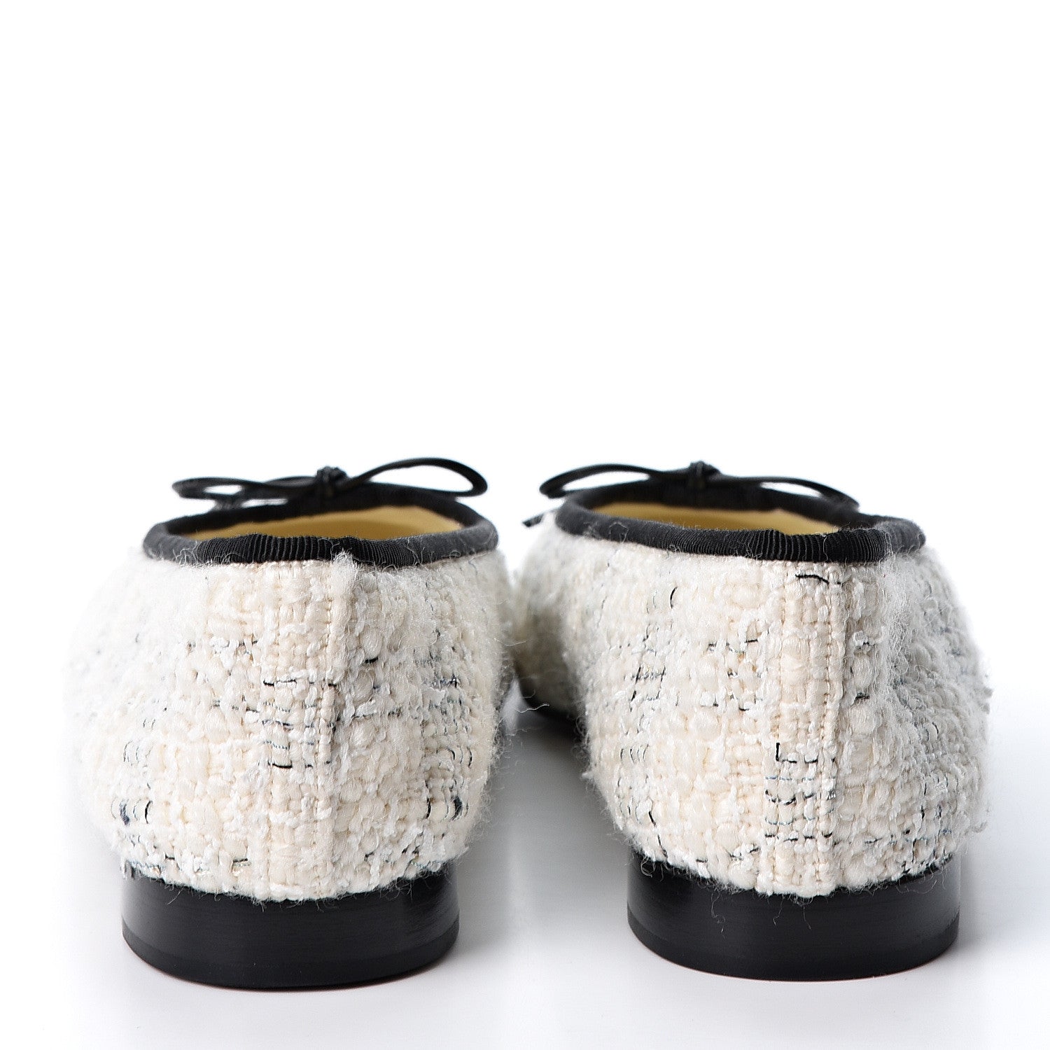 Chanel Tweed Cap Toe Ballerina Flats 38 White Black 5 of 10