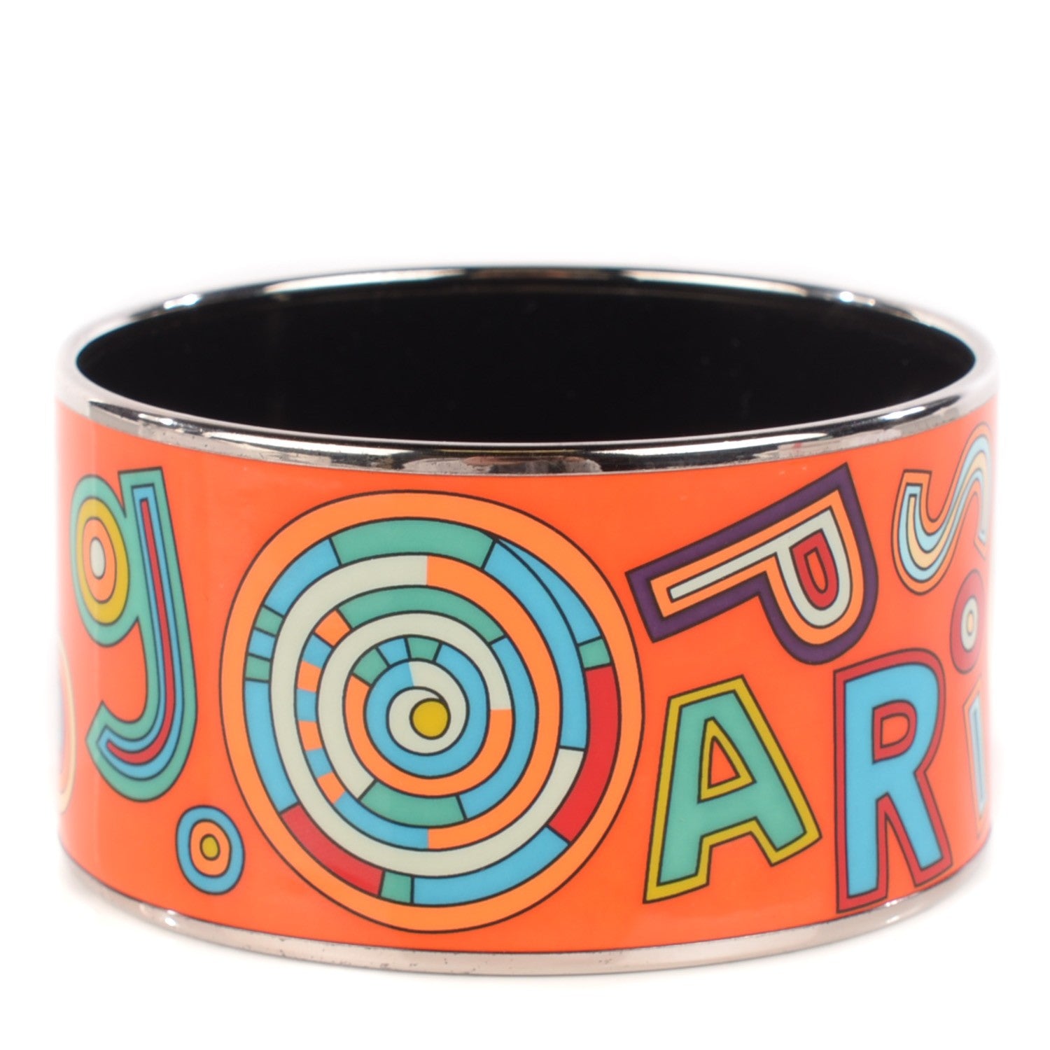 Hermes Enamel Printed Tohu Bohu Extra Wide Bracelet 70 Orange 1 of 4