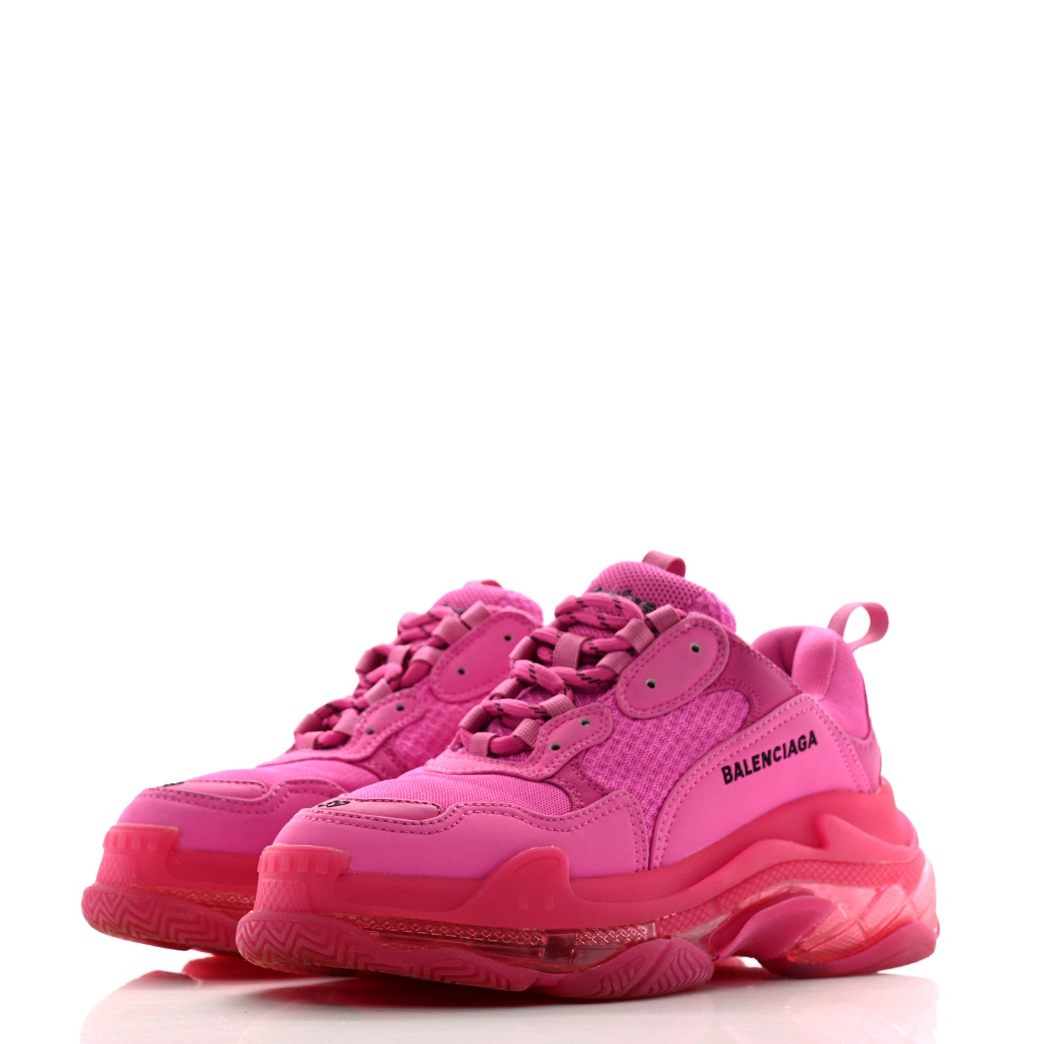 Balenciaga Fabric Mesh Clear Sole Fluo Womens Triple S Sneakers 39 Pink 4 of 11