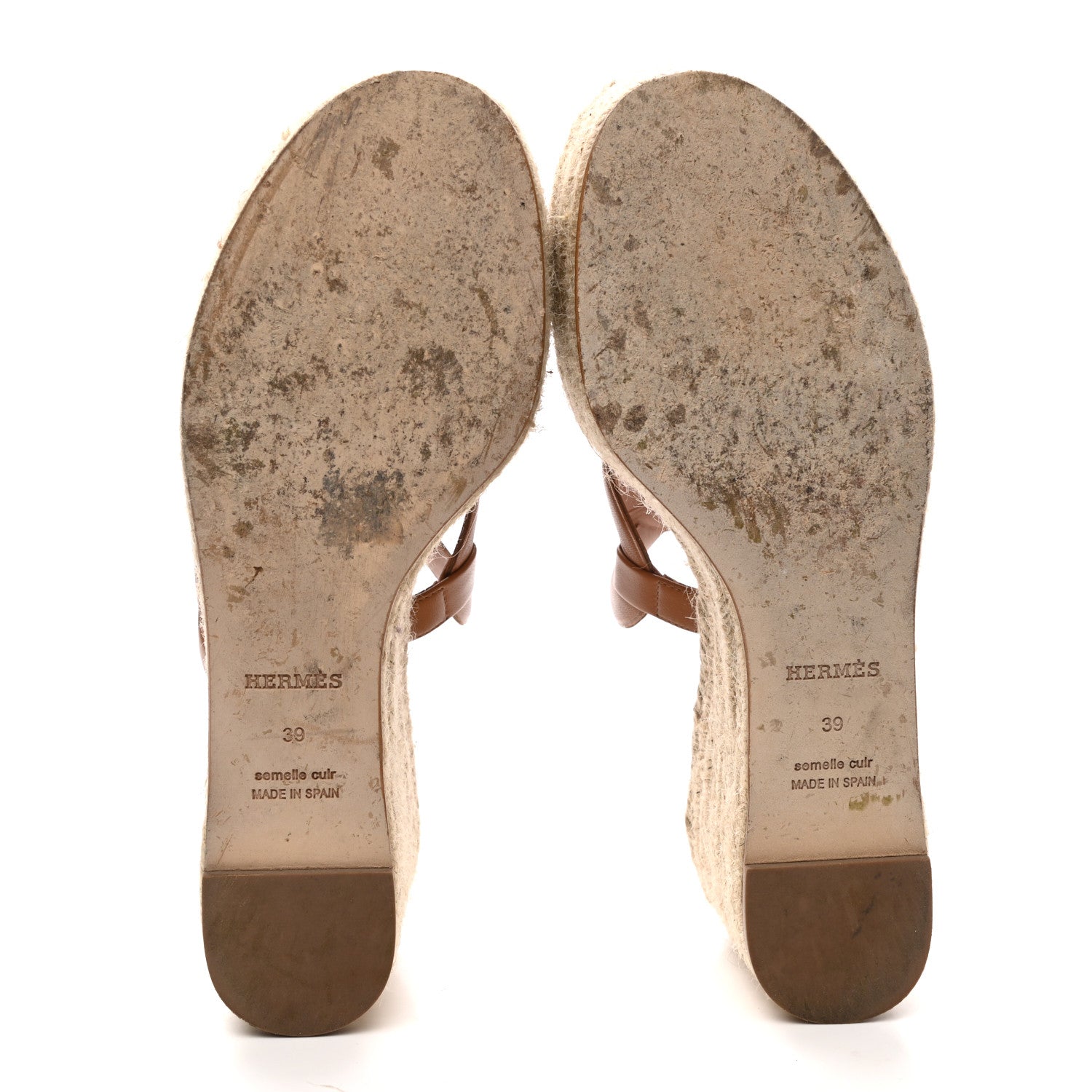 Hermes Nappa Ithea Espadrille Wedge Sandals 39 Naturel 7 of 10